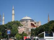 The incredible pedestrian view of the Hagia Sophia Mosque, Istanbul sometimes referred to as the red mosque in Istanbul. cheapflightsia the online website tool which will help you in finding cheap flights to Istanbul and book airline tickets directly with airline flight operators in order to get the best flights from heathrow to turkey