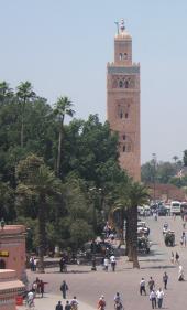 The view when walking towards the Koutobia Mosque in Marrakech, Morocco. cheapflightsia is the web search many tourists use when they are searching to book airline tickets with flights from heathrow to Marrakesh