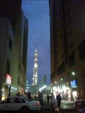 The street views from the side of the Bin Dawood shopping centre opposite the Masjid Al Haram in Makkah Saudi Arabia where you should always book airline tickets in advance for the best flights deals