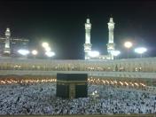 The amazing evening view of the Masjid Al Haram after the Esha prayers where many pilgrims are asked to compare cheap flights in order to get the best flight and hotel deals in Makkah