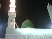 The ground level evening view of the Minerat and the green dome of the Masjid Al Nabi in Madinah Saudi Arabia cheapflightsia the online website tool which will help you in finding cheap flights to Madinah when you compare cheap flights